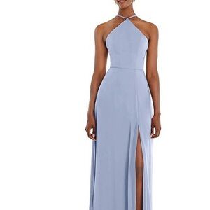 Elegant Halter Maxi Dress in Light Blue